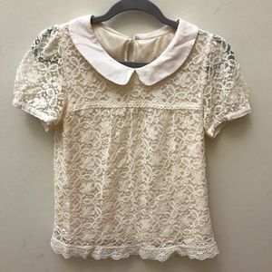 Lace white shirt with Peter Pan collar